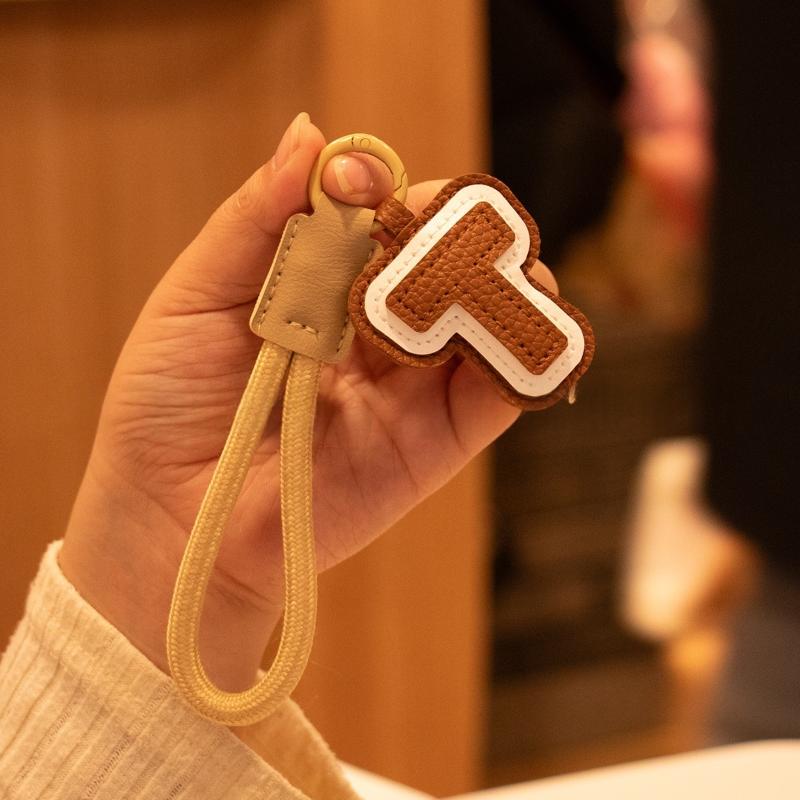 

Fashion Pu Leather A-Z Letter Keychain Nylon Braied Rope Short Strap Keyring Women Men Anti-Loss Suitcase Backpack Pendant Gift T