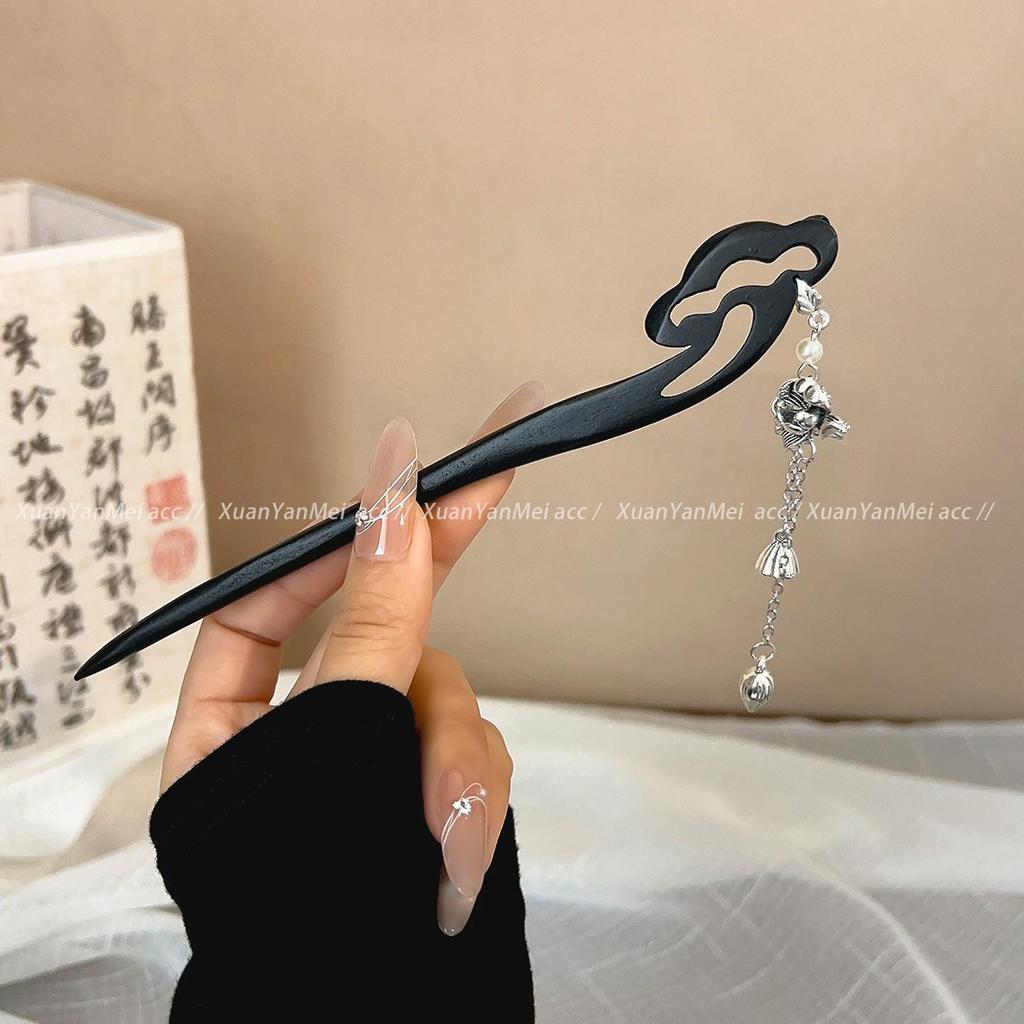 2026 Retro Tassel Wood Hairpin for Hanfu & Qipao