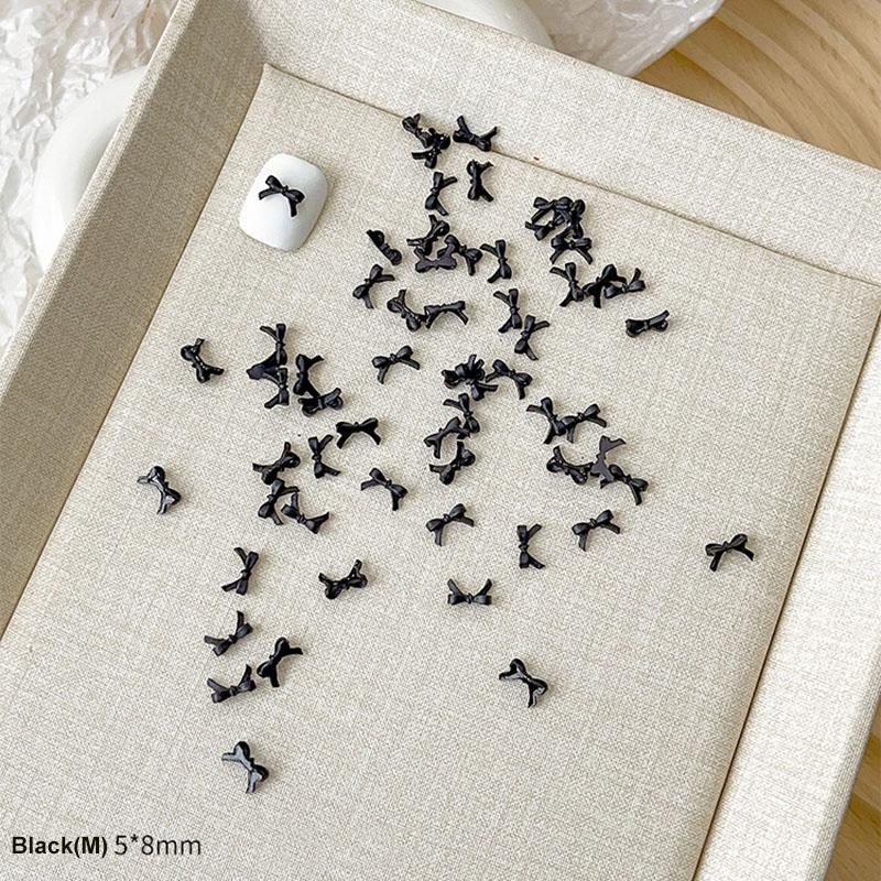 50Pcs Colorful Bow Nail Art Parts Charms Bulk Shiny Mini Resin Ribbon Nail Rhinestones Diy Summer Nail Art Decor Accessories