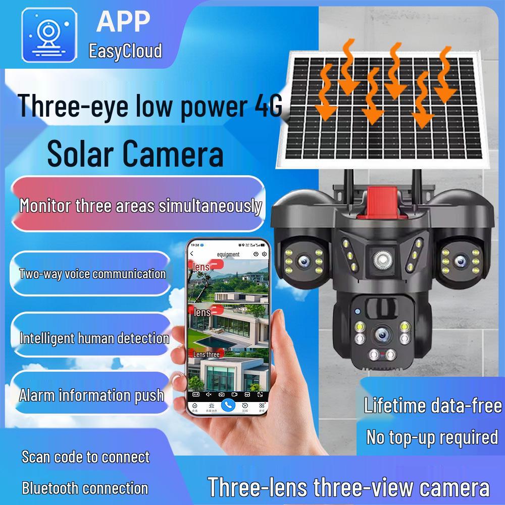 EseeCloud 4G Solar-Powered Triple Lens Security Camera (European Version)