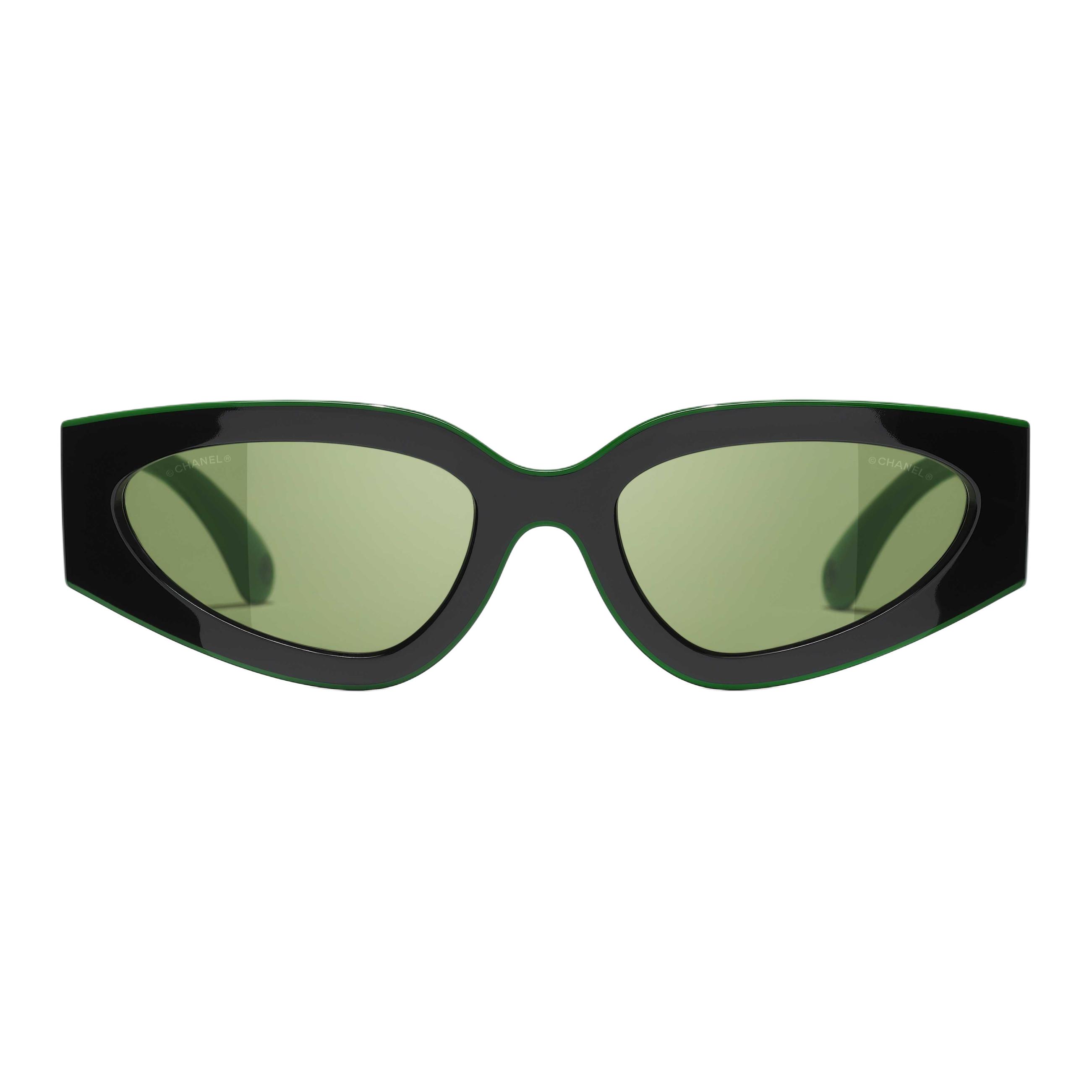 

Chanel Irregular Shape Sunglasses With Decorative Temples Men sunglasses Green CH605617724E 54,Green