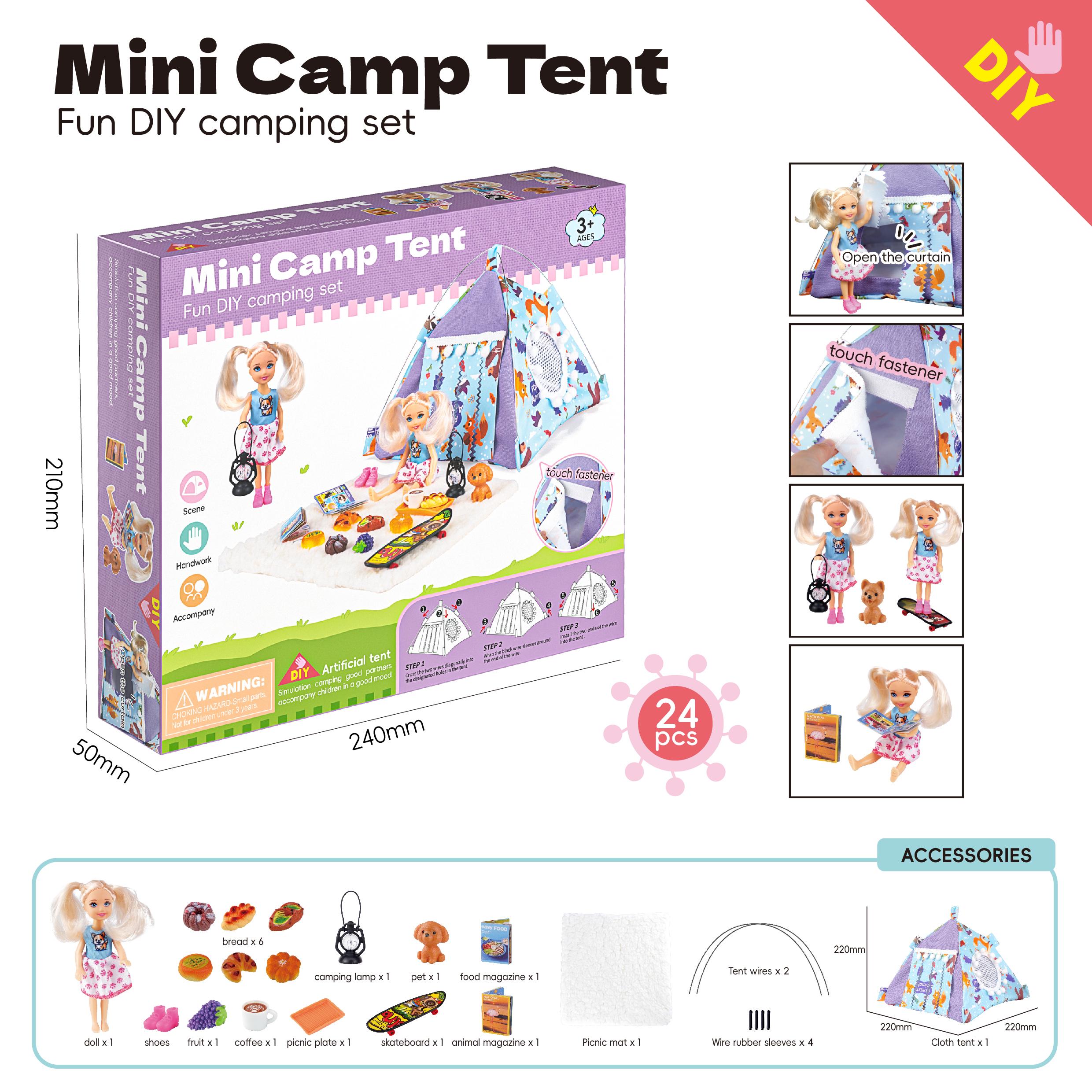 

Play House Simulated camping Mini Camp Tent Playthings Ideal for Girl Portable Miniature skateboard doll Tent Home interaction Children Game