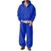 Winter Hooded Zip-Up Sweatshirt and Sweatpants Set Matching Tracksuit for Women and Men