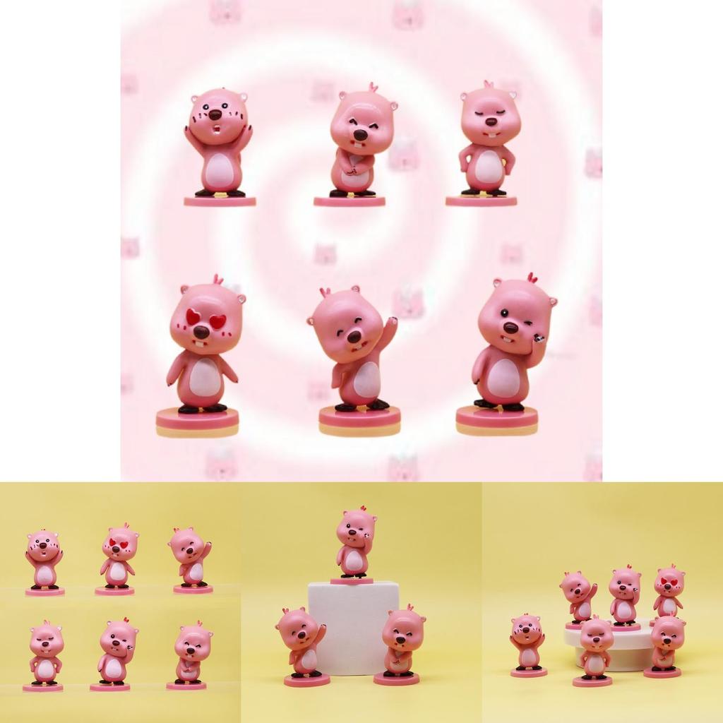 Cute Pink Beaver Figure 2nd Generation Blind Box Pvc Toy Car Desk Decor Gift For Girls
