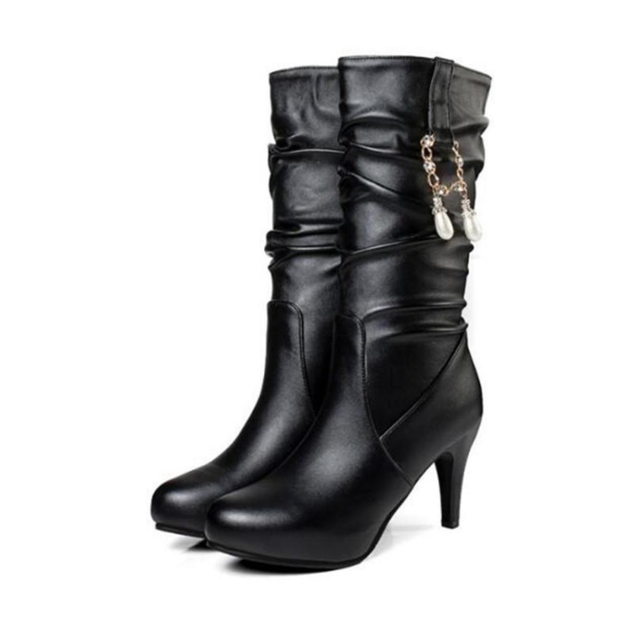 

Элегантные белые полусапоги Осень Зима Женские сапоги Женские слипоны Роскошные Тонкие Высокие каблуки Вечерняя обувь Женский размер 34-43 43