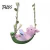 Resin Animal Figurine Hanging Pig Figurine, Cute Piggy Lying in Hammock Reading Home Decor Book Ornament, Waterproof Sculpture for Indoor Outdoor