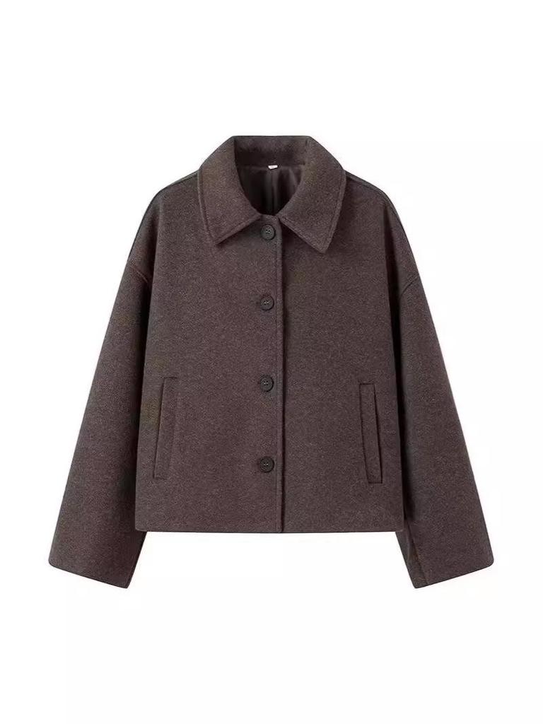 2024 Autumn/Winter Women's Solid Color Casual Wool Coat