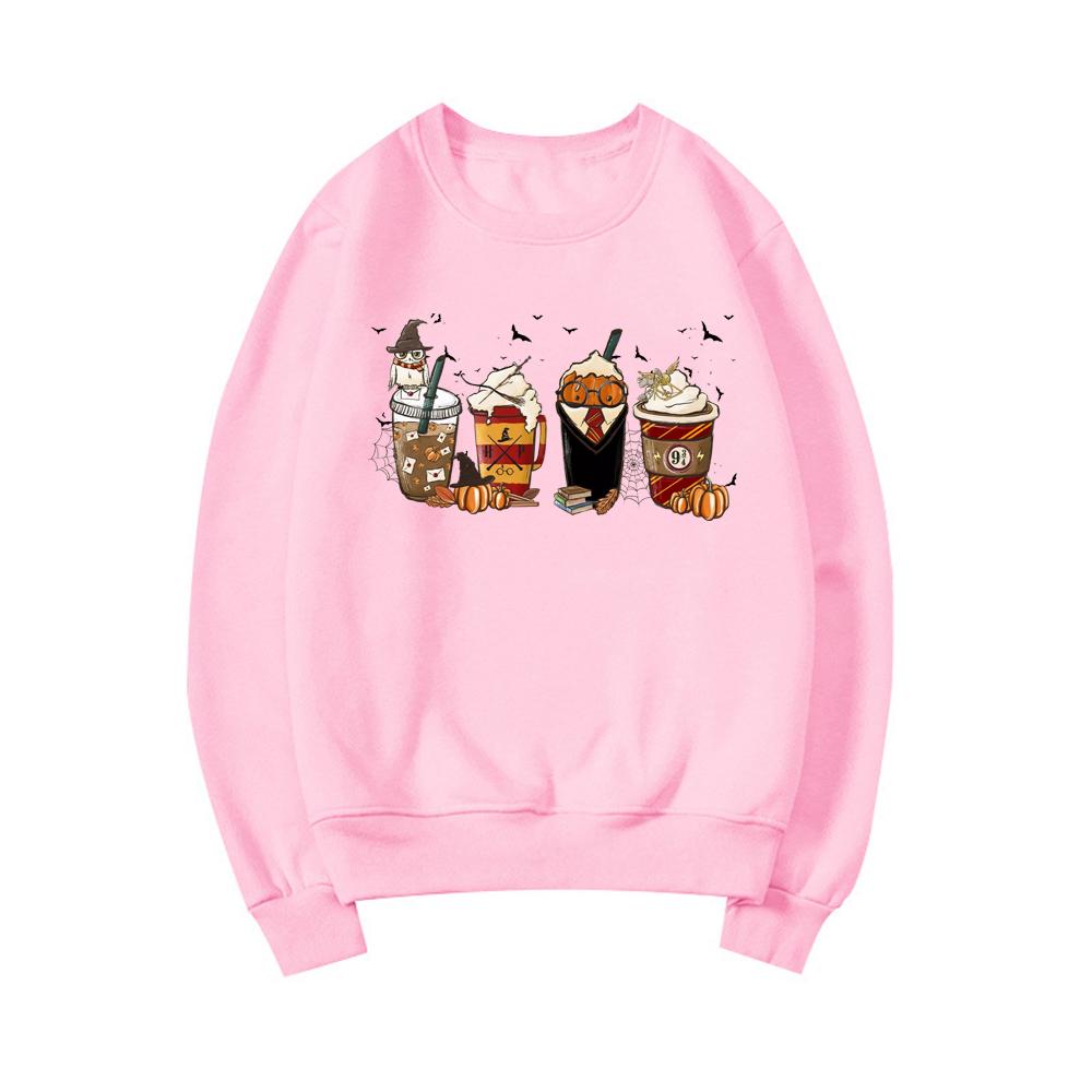 Latte Coffee Halloween Witch School Sweatshirt Fall Coffee Pumpkin Hoodies Retro Halloween Sweatshirt Vintage Halloween Gift Top