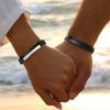 Mens Leather Bracelets Adjustable,Personalized Stainless Steel Bangle Multi Layer Learther Wristband,Gift for Father Dad Husband
