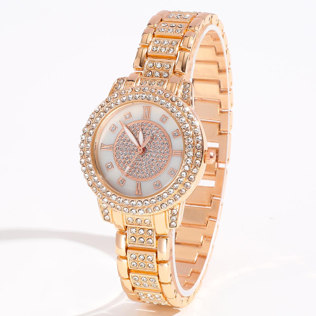 

Роскошные женские золотые часы, модные стальные женские наручные часы для вечеринок, элегантные бриллиантовые золотые часы для офиса со стразами One Size розового золота