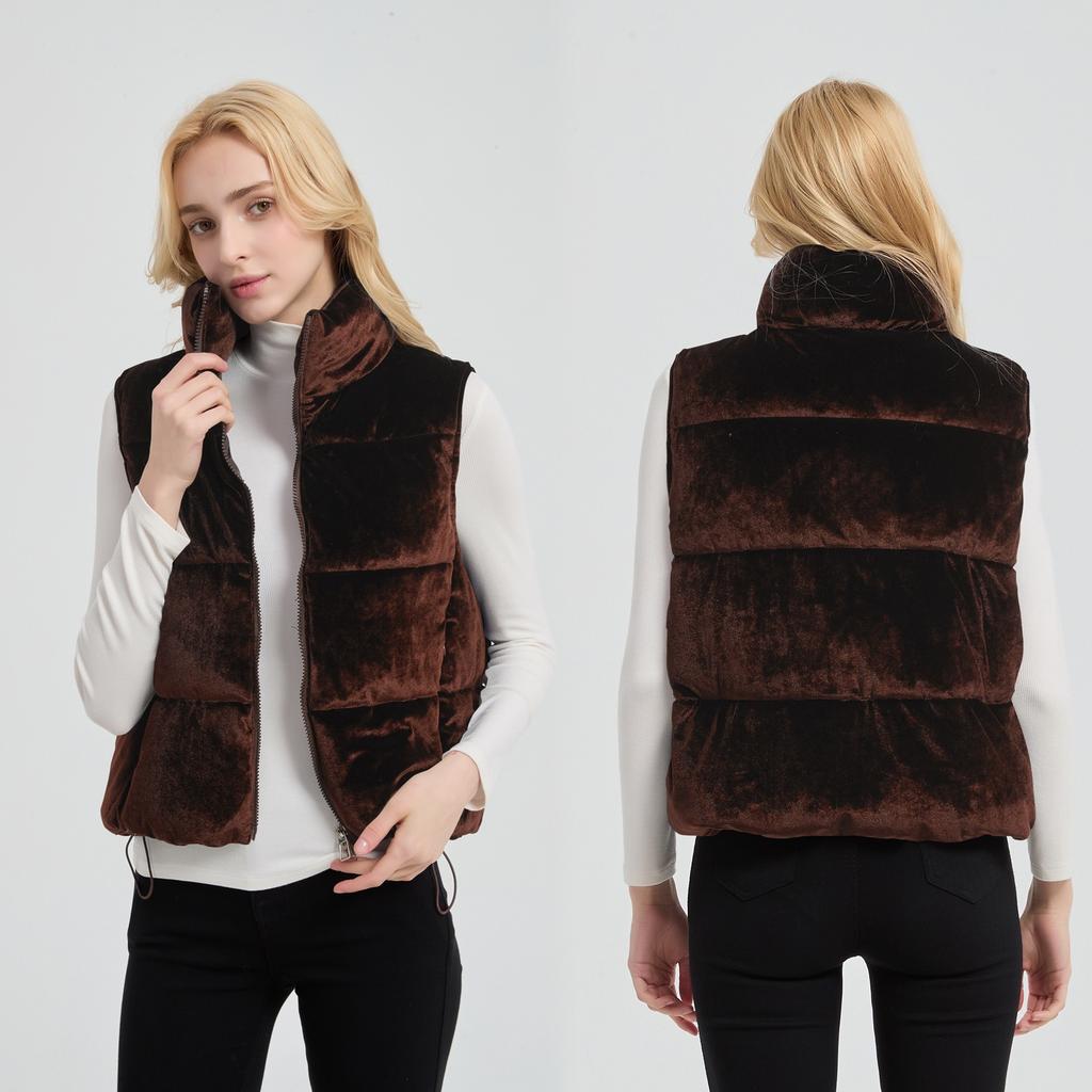 Fashion and leisure new cotton vest solid color vest corduroy women's cotton warm winter coffee