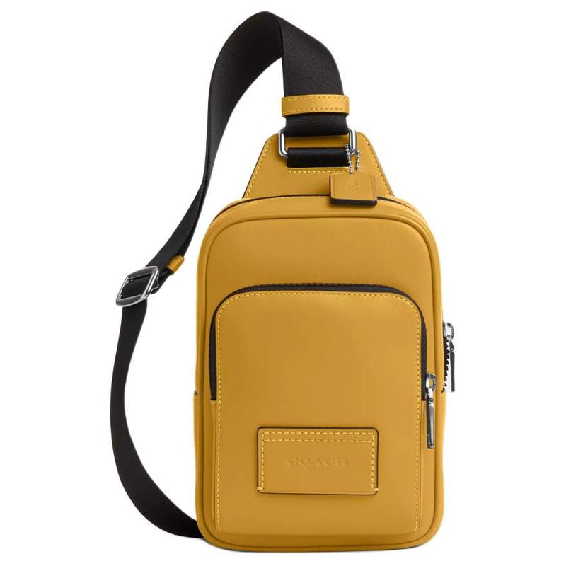 

COACH Racer 13 Logo Zip Closure Smooth Calfskin Chest Bag Shoulder Crossbody Bag Men s Gold золотий