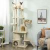 170 Cm Large Cat Tree Cat Tower With 7 Scratching Posts Tunnel 2 Condos Hammock Perch Ramp Pompoms Beige