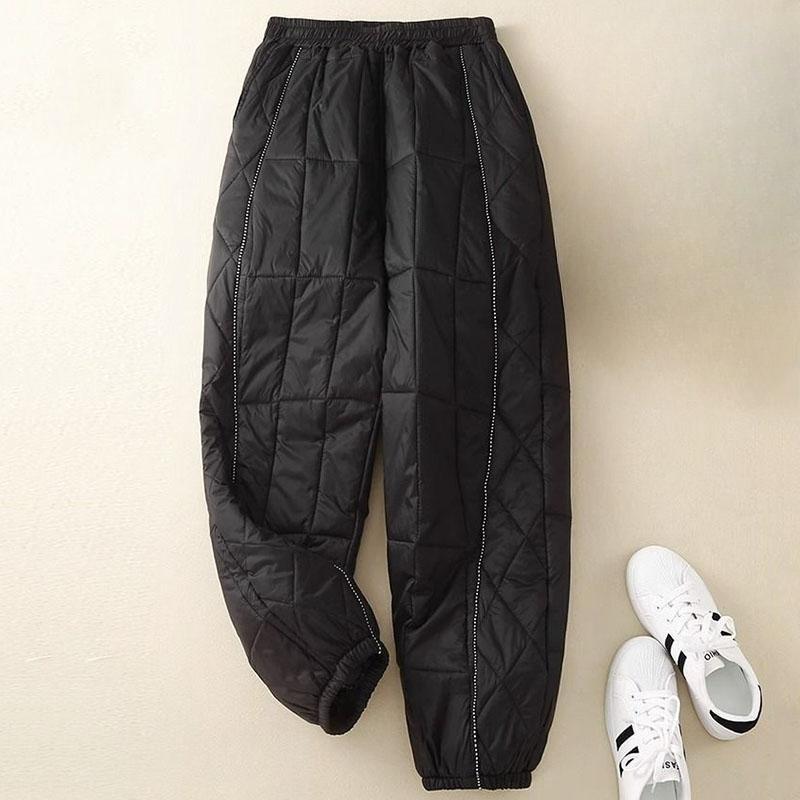 

Женские свободные теплые пуховые брюки-гаремы с высокой посадкой 4XL чёрный