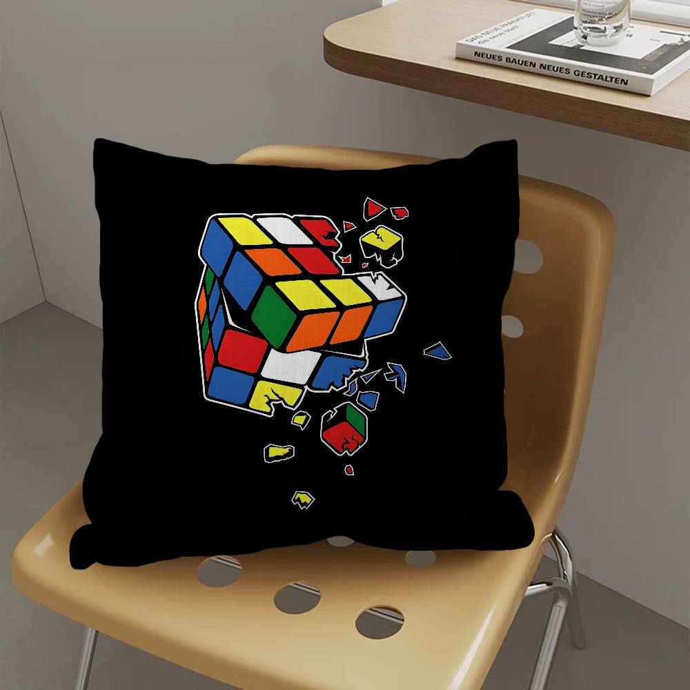 Car Living Room Sofa Cushion Cover Rubik'S Cube Cartoon Pattern Cushion Cover Luxury Home Decoration Pillow Cover