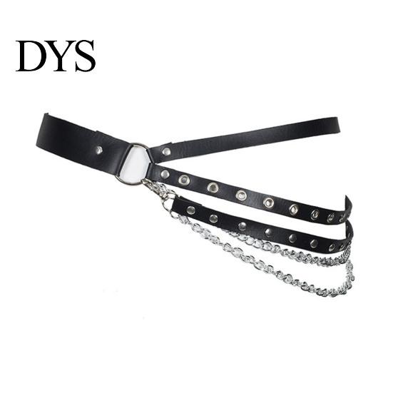 Women Waistband Party Belt Hip Hop Gothic Chain Rivet Multi Straps Decorative Waist Strap Faux Leather Punk Pants Matching Clothes Accessory Club