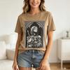 Vintage Gothic Hooded Tee Rose Sword Dark Illustration Print Unisex Unisex Cotton Short Sleeve Streetwear Oversized T Shirt Y2k Top