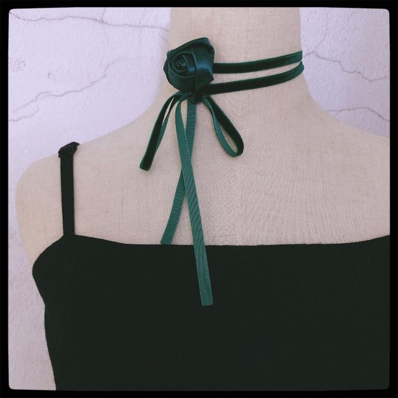 Fashion Choker Necklace Women Silk Satin Rose Necklace Flower Rose Chocker Clavicle Chain Party Sexy Jewelry Ornament