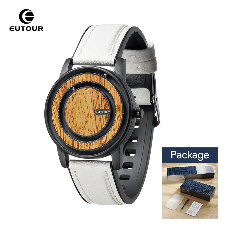 AUQ1 EUTOUR-Reloj Magnético de Bolas Unisex, Reloj con Elemento de Diseño de Madera, Correa de Cuero PU, Diseño Único de Agujas, Reloj Casual de Negocios