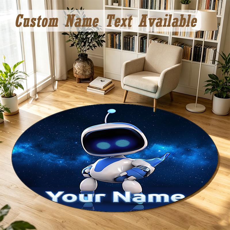 Round Rug Custom NameAstro Bot Pattern Non Slip Carpet Home Floor Decor