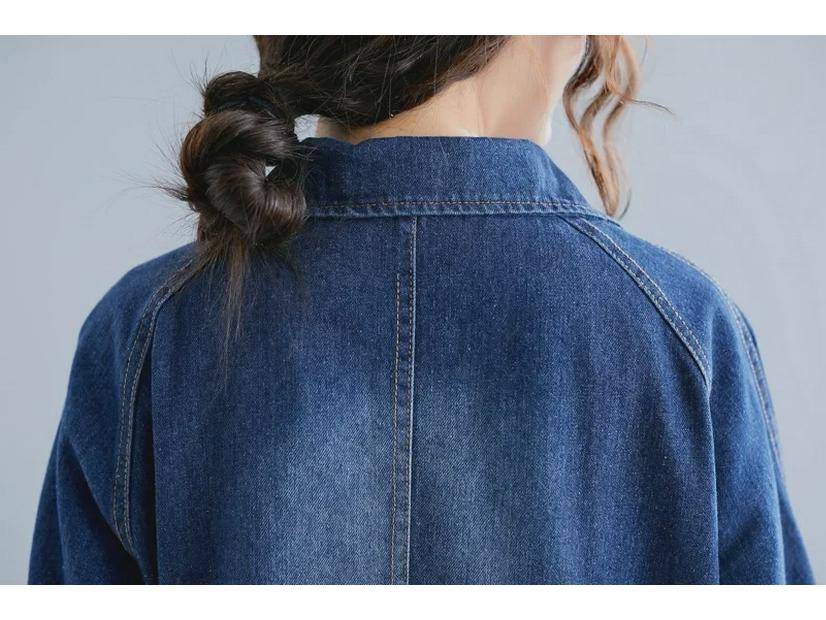 Jachetă de toamnă 2023 coreeană cu buzunar mare, mărime plus, din denim pentru femei