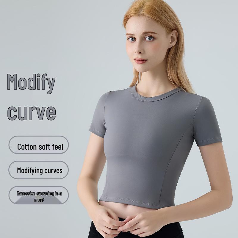 Spring Summer Women's Quick-Dry Short Sleeve Round Neck Yoga & Fitness Top