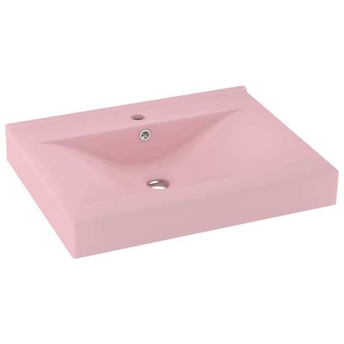 VidaXL Lavabo avec Trou de Robinet Vasque à Poser de Toilette Lave-mains de Salle de Bain Cuisine Maison Intérieur Rose Mat 147021