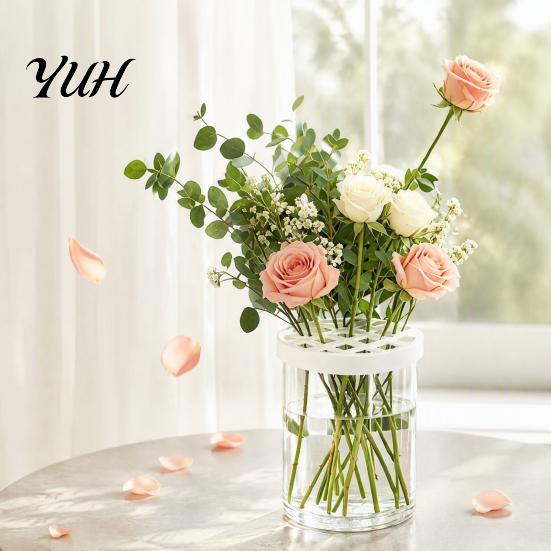 Minimalist Floral Decor Reusable Silicone Flower Arranging Grid, Stretchable Honeycomb Arranger & Support Accessory Vase Holder, Flexible Arrangement