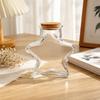 Decorative Glass Bottles With Cork Stopper Clear Glass Jar in Five-Point Form with Wood Cap,Display Bottle for Sand Candy and Paper Bits in Shelf or