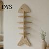 Small Apartment Space Saving Shelf Fish Bone Storage Rack, Wood Wall Mounted Floating Shelf, Ocean Style Bathroom Organizer for Aromatherapy