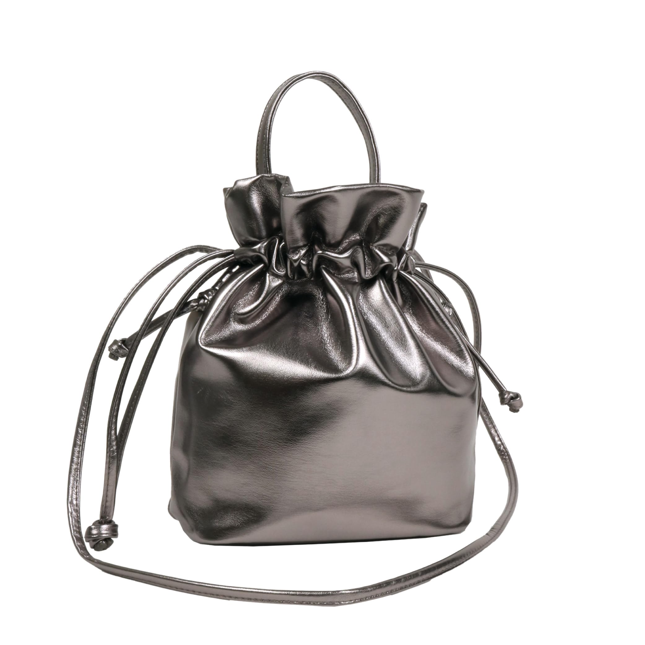 

Shoulder mini shoulder sub [Gisele] bag, small, lightweight, 2-way, crossbody, drawstring, metallic, bag, handbag, bag, bag, women s (gunmetal)