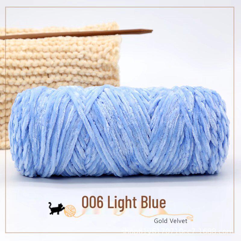 Golden Chenille Silk Velvet Yarn: Medium-Thick Polyester Yarn for Scarves, Glossy Velvet Crochet, and Wool Knitting Projects.