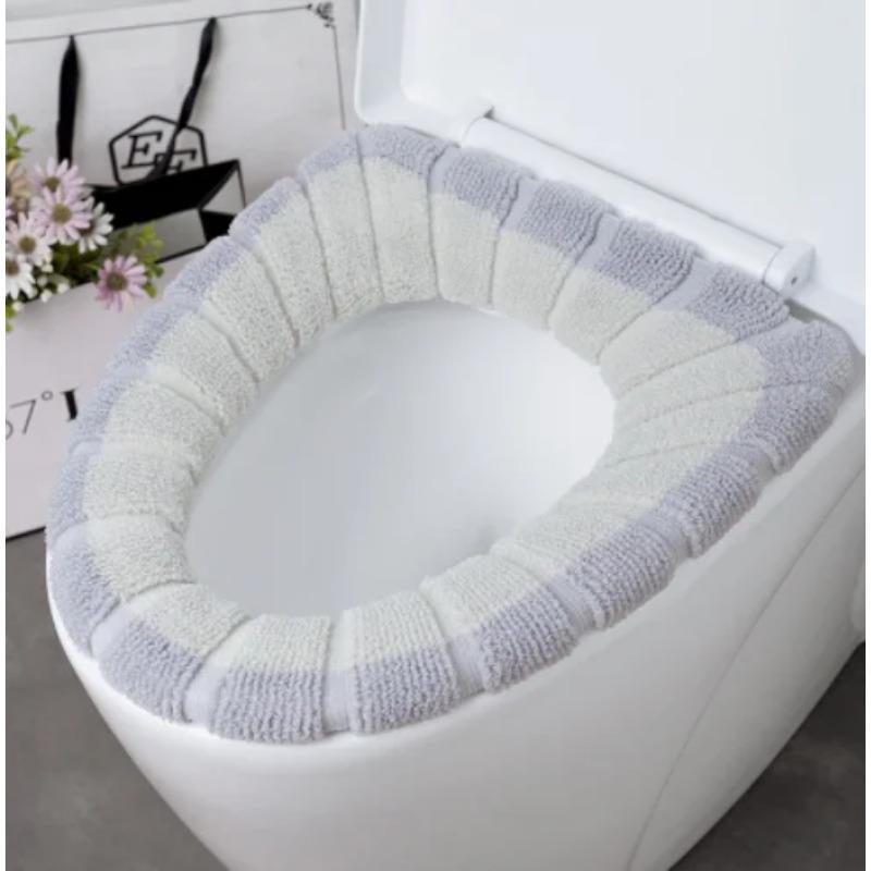 Cálida funda para asiento de inodoro, alfombrilla para baño, decoración del hogar, cojín para inodoro de punto grueso lavable, almohadillas para inodoro, accesorios suaves de calentador de dibujos animados
