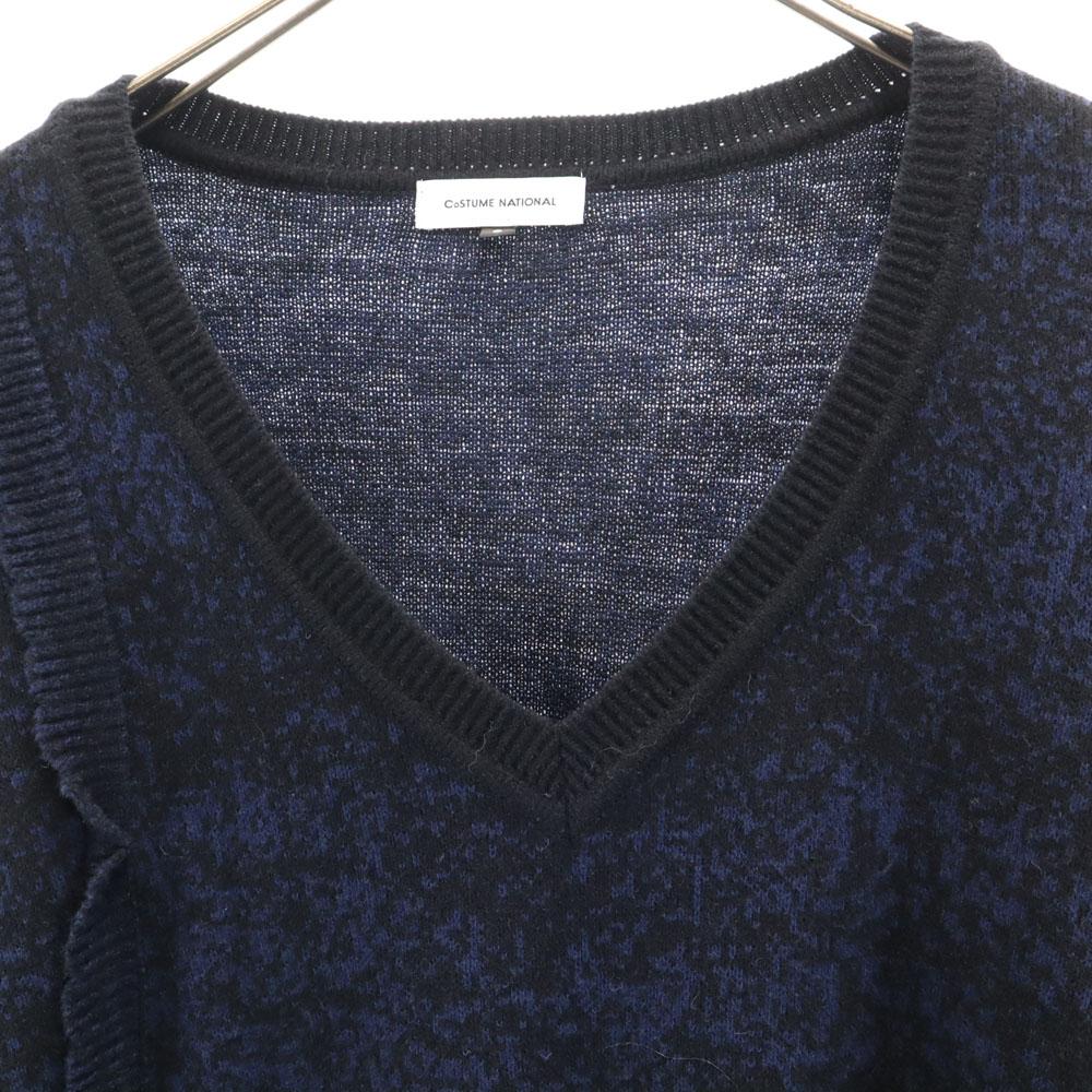 Costume National Made In Japan Wool Blend Long Sleeve V Neck Sweater Knit Women Used