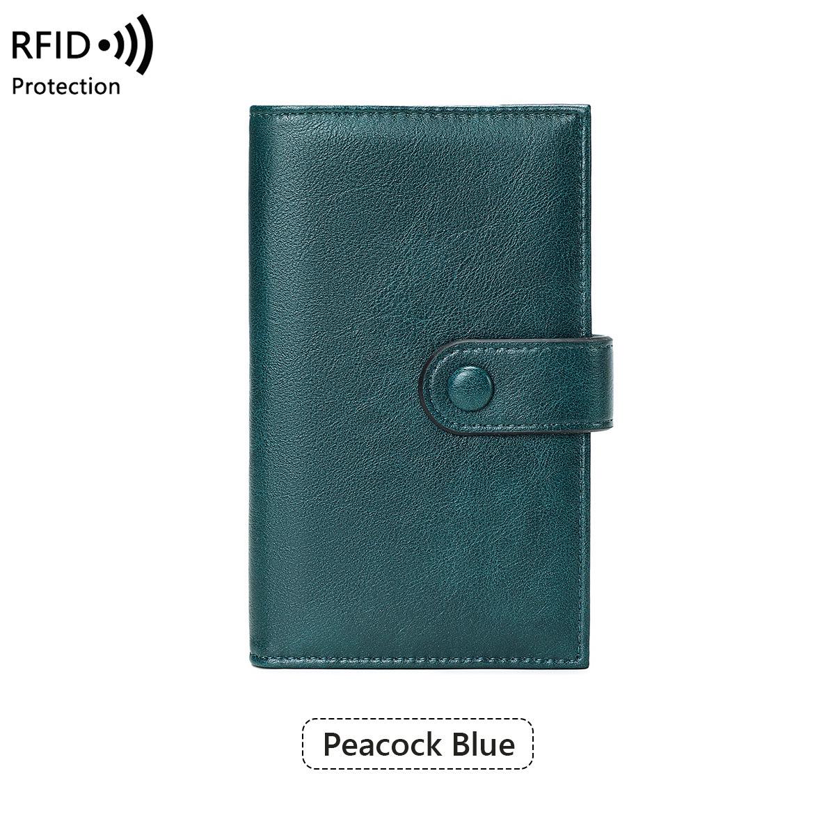 Зарубежный RFID женский кошелек: ПУ Трехскладной кошелек на молнии для монет и антимагнитный клатч.