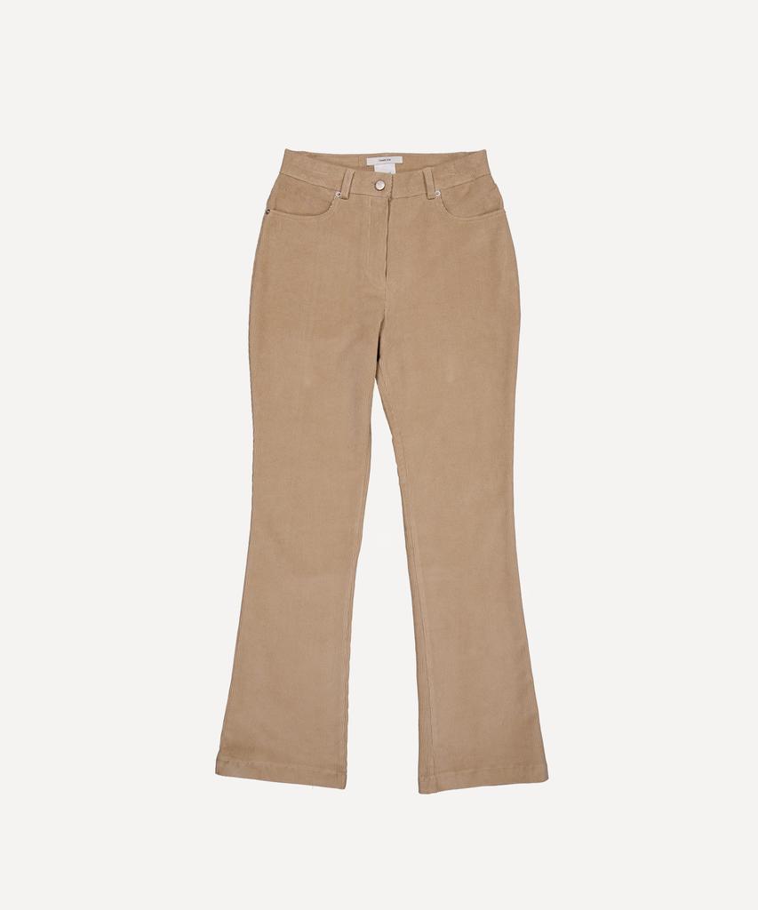 Daenkeudieo Corduroy Semi-Bootcut Pants - Beige