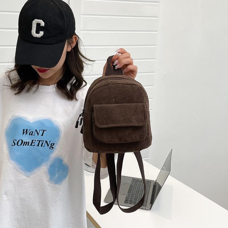 Schoolbag Women's Bag Corduroy 1011 New Backpack Korean Version Fashion Personalized Backpack Popular Bag One Piece