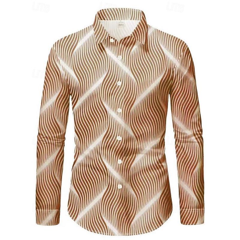 Men's Shirt Casual Shirt Beach Shirt Button Up Shirt Long Sleeve Geometric Abstract Lapel Casual Daily Clothing