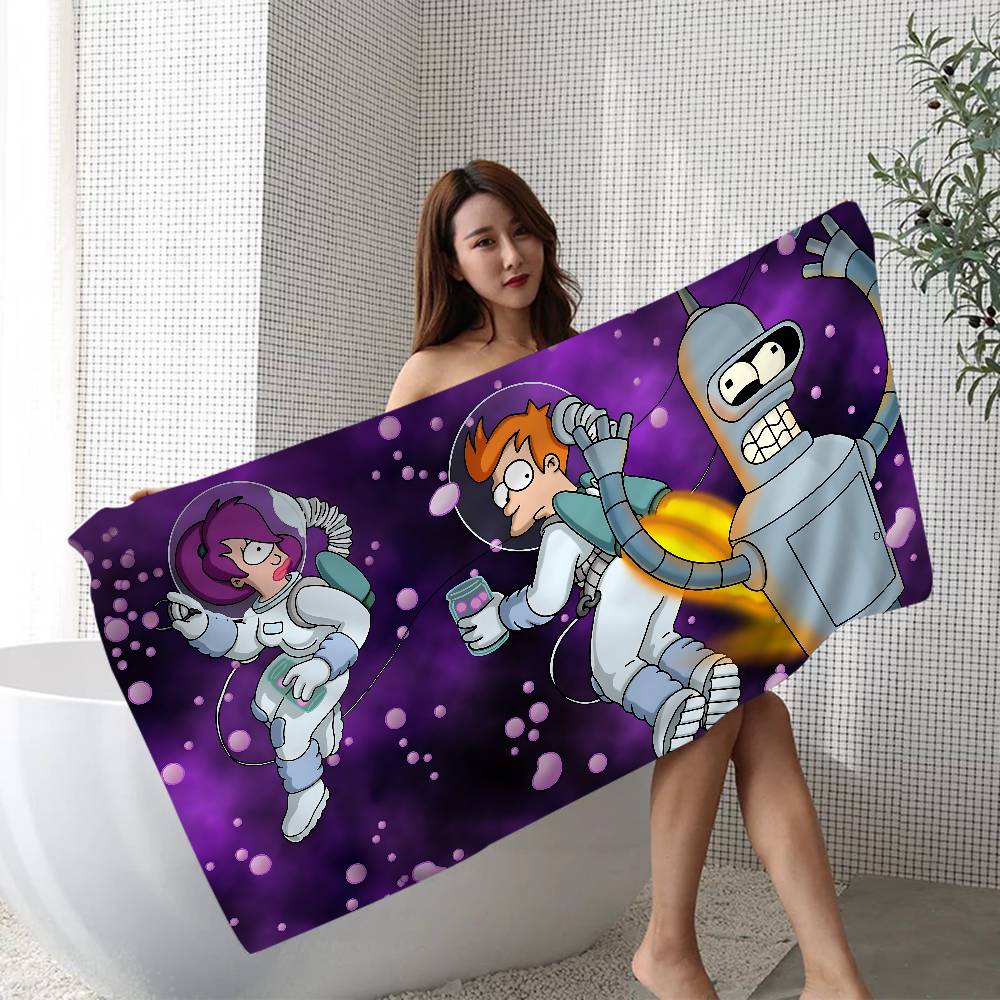 Animation F-Futurama Microfiber Blanket Quick Drying Beach Towels Oversized Printing Super Absorbent Pool Towel Blanket