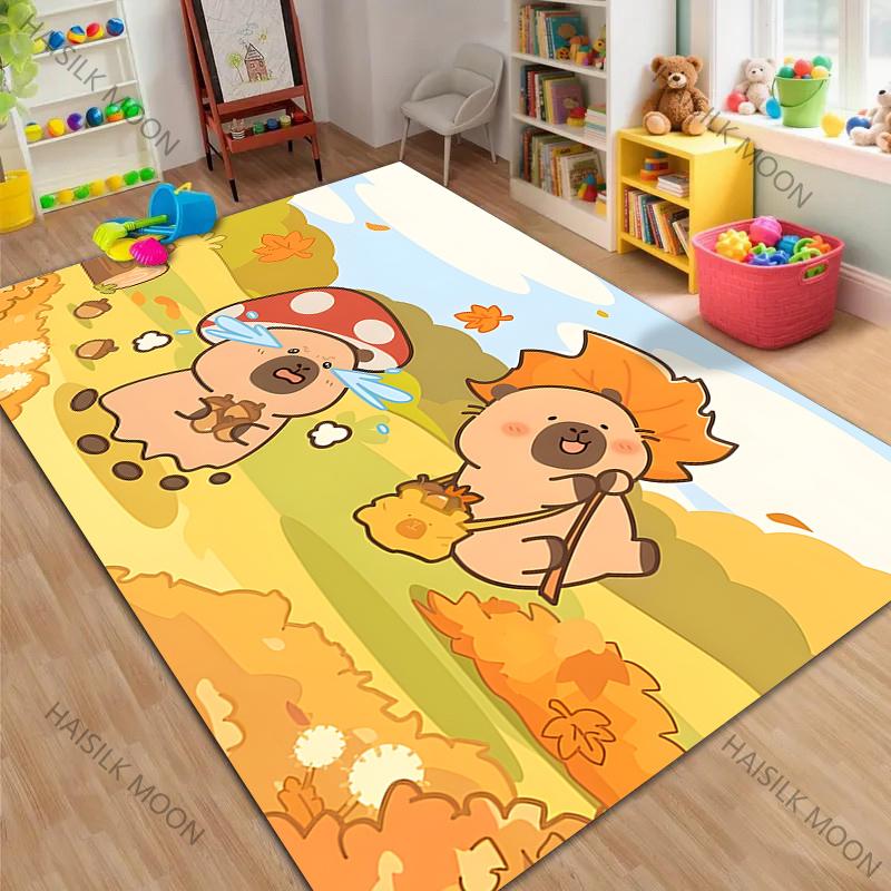 Tappeto Carino con Disegno di Capibara Multi-Taglia per Soggiorno Camera da Letto Divano Decorazione Casa Tappetino Antiscivolo Grande Dimensione