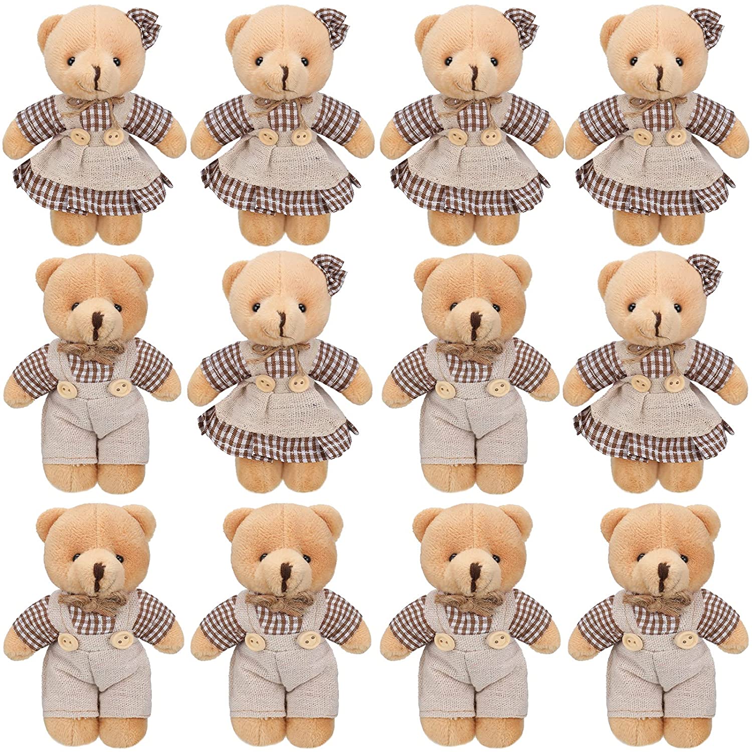 12-4s Mini Beer Speelgoed Kleine Beren Pop Groothandel Zacht Pluche Knuffeldieren Kleine Beren voor Sleutelhanger DIY Knutselen Babyborrel Verjaardag 24 PCS