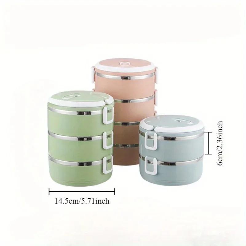 Simple Green Stainless Steel Multi-layer Lunch Box Suitable Office Worker Portable Insulated Dinner Box Large Capacity Rice Box