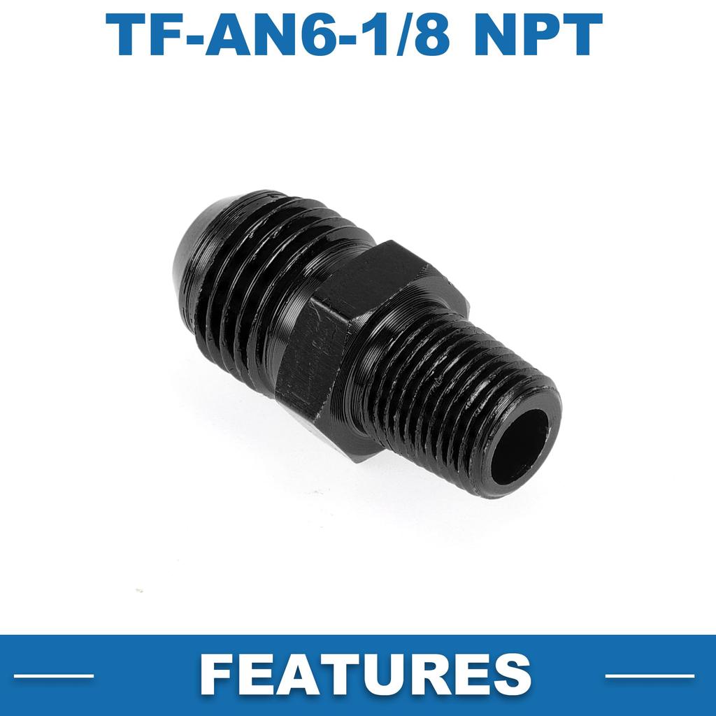 A ABSOPRO Female Flare Reducer Hose Fitting Adapter TF AN6 1/8 NPT Fuel Line Connector Aluminum Black