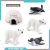 Wild Arctic Animal Set - Penguin, Polar Bear, Igloo Models for Desktop Decoration