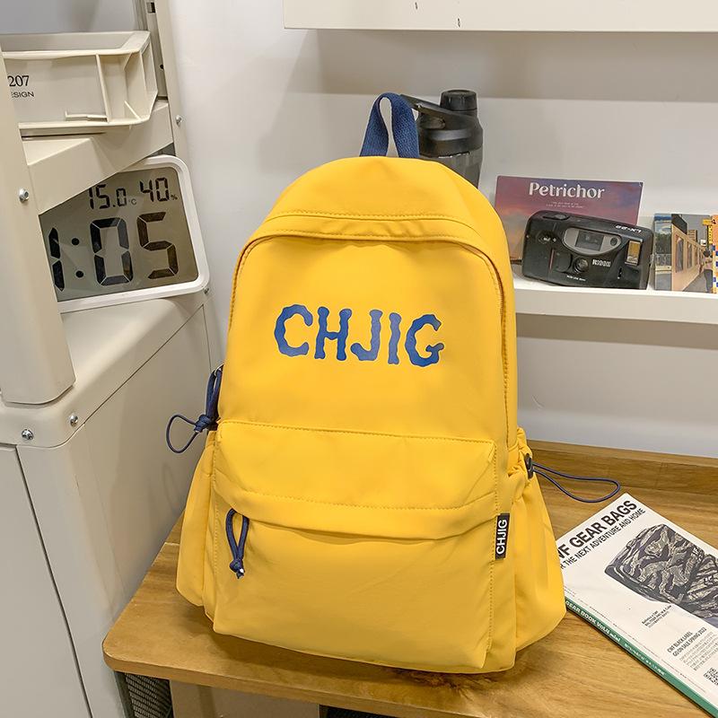 

Trendy brand backpack male junior high school college student lightweight weight weight schoolbag large capacity simple versatile travel backpack fem Single Pack жёлтый