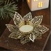 1pcChristmas Flower Snowflake Candle Holder Gold Iron Candle Stand Ornament Christmas Decoration Vintage Tray Decorative Supplie