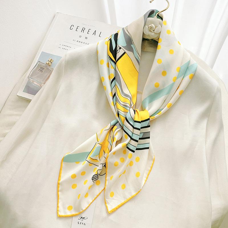 Summer new ink painter hand curling 91 square scarves in stock simulated silk twill temperament shawl manufacturer