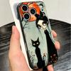 Black Cat Witch Aesthetics Soft Phone Case for iPhone 16 16E 17 Air 15 Pro Max 14 Plus 13 Mini 11 12 7 Black Cover Back Shell