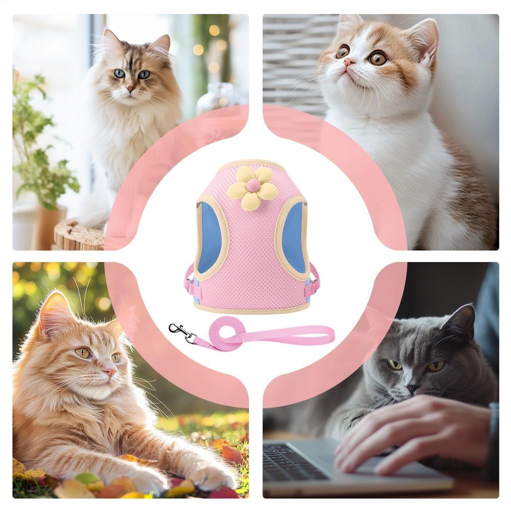 Harness For Puppy Reflective Cat Harness Breathable Pet Supplies Cartoon Puppy Straps For Travel Training Daily Use Beach