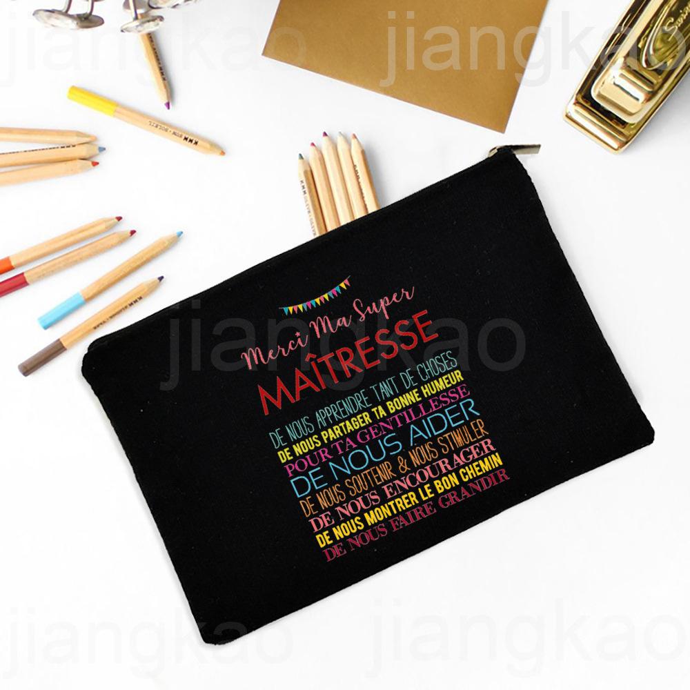 Thank You Teacher for Everything You Have Done for Us Printed Pencil Bag Stationery Bags Travel Makeup Pouch Gift for Teachers